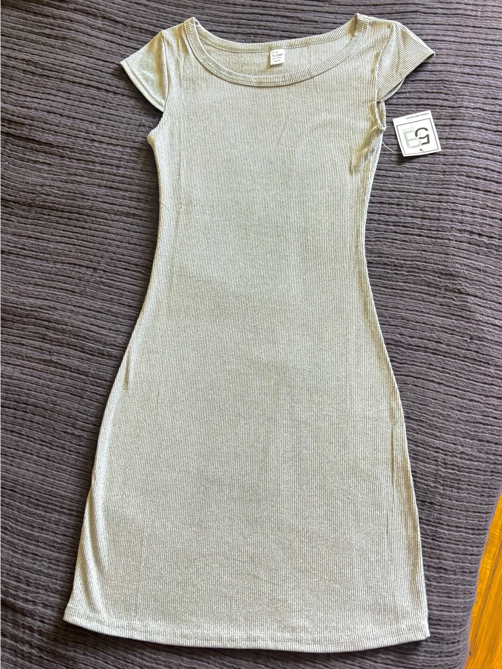 5B Style Ribbed Mini Dress NWT Gray Bodycon Stretch Size Small
